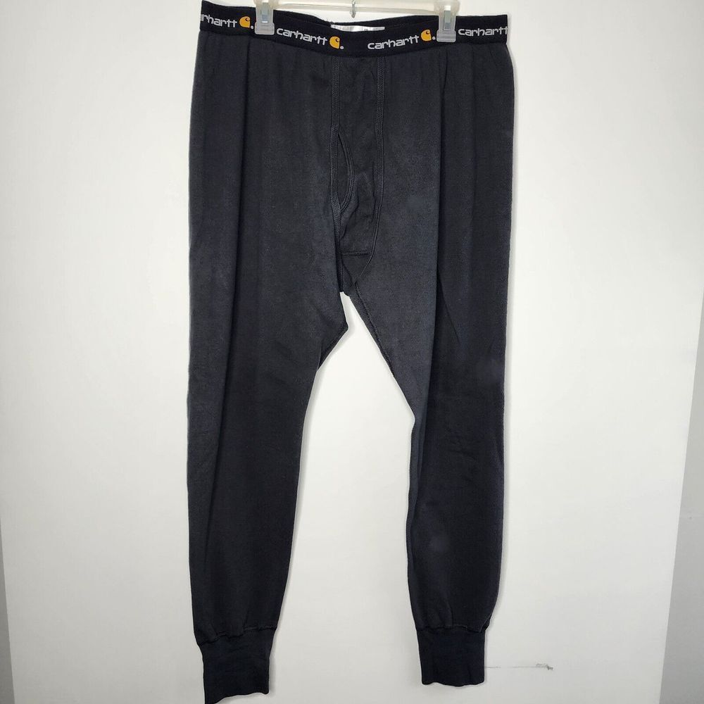 Carhartt Pants Mens 2XL Black Tapered Waffle Warm Winter 100640-001